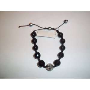  Onyx Tone Shamballa Bracelet with Onyx Textured/Smooth and 