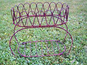 Vintage Looking Wrought Iron Oval Plant Stand w/ Shelf  