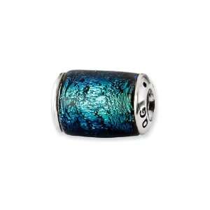  Blue Dichroic Glass, Barrel Charm for Pandora and most 3mm 