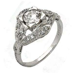  0.81 Ct Round Diamond Antique Style Cocktail Ring in 