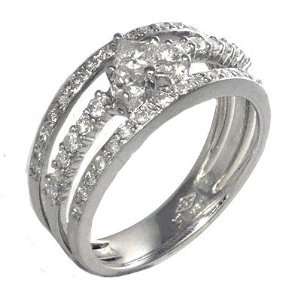  0.73 Ct Princess & Round Cut Diamond Anniversary Ring in 