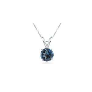  0.52 Cts London Blue Topaz Solitaire Pendant in 14K White 