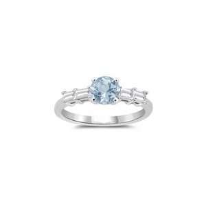  0.32 Cts Diamond & 0.72 Cts Aquamarine Engagement Ring in 