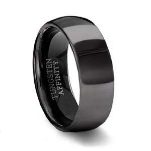  Black Tungsten Wedding Band   Polished Domed Wedding Ring 