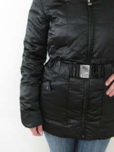 LAUNDRY BY DESIGN BLACK DOWN FILLED LADIES SILVER BUCKLE WINTER JACKET 