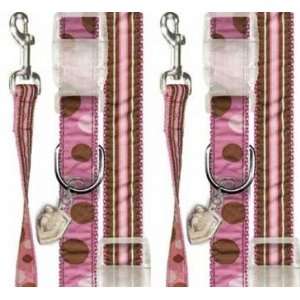  Pink & Brown Polka Dot Ribbon Collection Dog Harness Size 