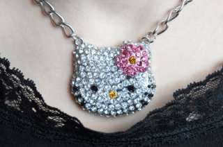 HELLO KITTY PINK FLOWER NECKLACE WITH SWAROVSKI CRYSTAL  