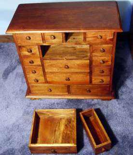 17 Drawer Apothecary Spice/Jewelry Chest Wood NEW  