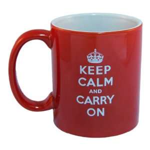 Keep Calm And Carry On Coffee Mug,(Red) 
