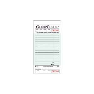 Green 1 Part Board 15 Line Guest Check   Case  50  