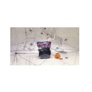  LARGE 60 GRAMS BLACK SPIDER WEBBING W 4 SPIDERS Toys 