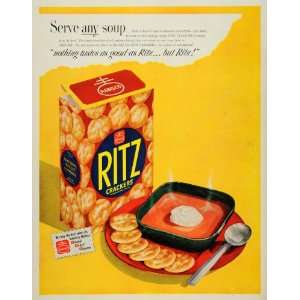  1949 Ad Ritz Crackers Tomato Soup National Biscuit Art 