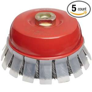 Norton Wire Cup Brush With Protective Guard, Threaded Hole, Carbon 
