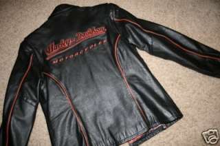 Womens BLACK LEATHER  Harley Davidson Motercycles Jacket   S Small 