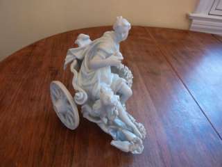   Meissen white porcelain Aphrodite with apple and cupid in Chariot