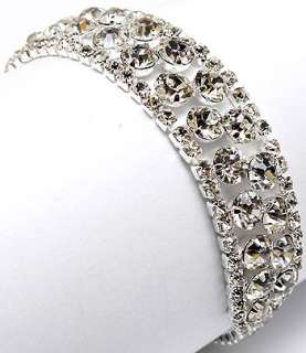 Bridal Jewelry Crystal Rhinestone Bracelet White 4 Row  