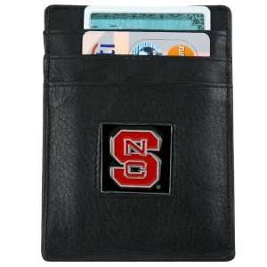 North Carolina State Wolfpack Black Leather Card Holder & Money Clip 
