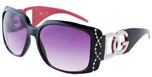 New DG Womens Black & Pink Rhinestone Rimmed Sunglasses  