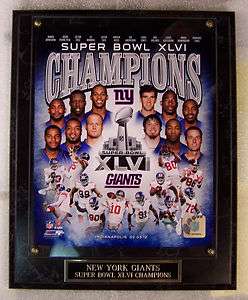 NEW YORK GIANTS SUPER BOWL XLVI CHAMPS PLAQUE 2 DAY MAIL GIFT BOX FREE 