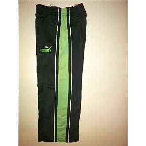  PUMA Toddler Sport Pants 3T Black w/Green Stripe 