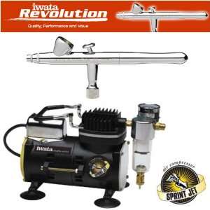 IWATA REVOLUTION BR AIRBRUSHING SYSTEM WITH SPRINT JET AIR COMPRESSOR 