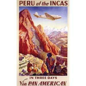  PERU INDIANS INCAS PAN AMERICAN AIRPLANE SMALL VINTAGE 