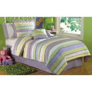   Annas Ruffle Purple Quilt with Pillow Sham