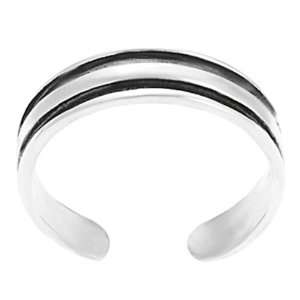  Sterling Silver Womens Stripe Toe Ring Hypoallergenic Nickel Free 