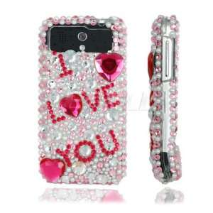  Ecell   PINK LOVE RHINESTONES CRYSTAL BLING CASE FOR HTC 