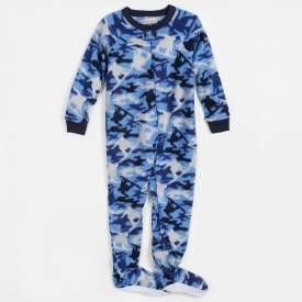 Boys Sleepwear Snowboarding camo Footed Pajamas New w/ tag Blue XS 