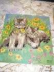 vintage 1961 sifo wooden puzzle grey kittens flowers field cats