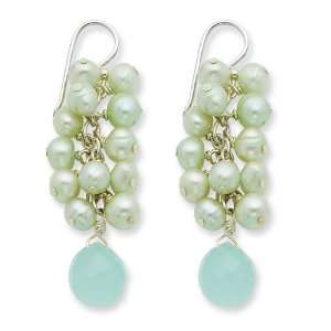  Sterling Silver Agate/Freshwater Cultured Pearl Earrings 