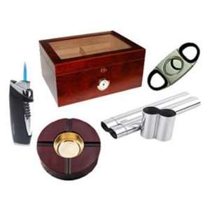   Glass Top 100 Cigar Desktop Humidor & Accessory Kit