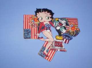 lge JULY4 USA BETTY BOOP FABRIC CUT IRON ON APPLIQUE #5  
