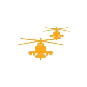 Helicopter Military medium 7 Tall GOLDEN YELLOW vinyl window 
