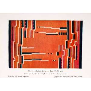  1931 Color Print Rug Tapestry Sweden Law Warp Weave Arts 