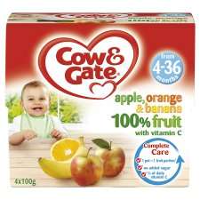 Cow And Gate 4 Month+ Apple Orange And Banana 4 X 100G   Groceries 