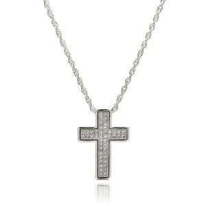  Micro Pave Cubic Zirconia Cross Sterling Silver Necklace Measurement 