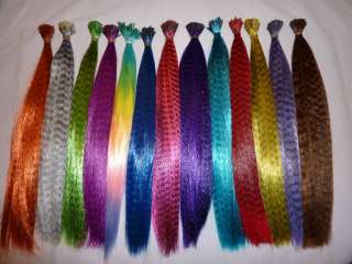 13 Long Grizzly SYNTHETIC FEATHER Hair EXTENSION *COLORS* + 100 BEADS 