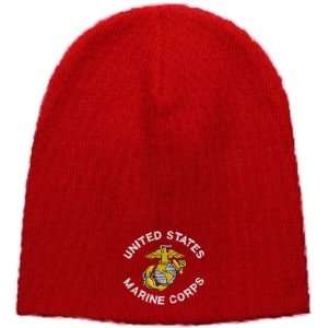  United States Marine Corps Embroidered Skull Cap   Red 