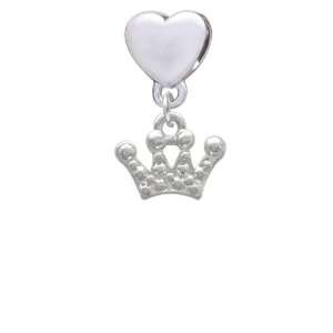  Small Faux Stone Crown European Heart Charm Dangle Bead 