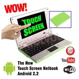 WolVol Touch Screen SMALL GREEN LAPTOP COMPUTER 7 Netbook with the 