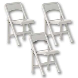   Set of 3 Grey Folding Chairs for Wrestling Action Figures 