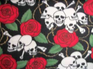 Fleece fabric by yard Skull, bones & rose punk print  