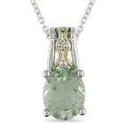   Gold over Silver Amethyst, Peridot, and Diamond Accent Heart Necklace