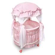 Badger Basket Royal Pavilion Round Doll Crib with Canopy and Bedding 