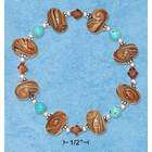 ZuluMoon STERLING SILVER BROWN SWIRL GLASS BEADS WITH TURQUOISE 