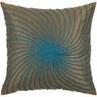  Home Set of 2 Throw Pillows with Embroidered Swirl in Brown and Aqua 