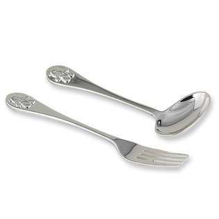 Jewelry Adviser Gifts Silver plated Bear Feeding Spoon & Fork Set at 