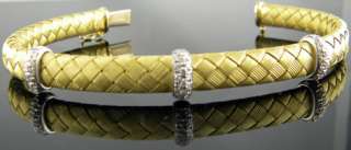Roberto Coin Basket Weave Gold Bracelet w/ Diamonds Woven Silk 